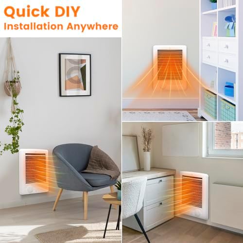 Electric Wall Heater for Indoor Use Complete Unit with Thermostat, Wall Mounted Heaters for Large Room/Garage(Model: CSC101TW, Part: 67508), 3412 BTU