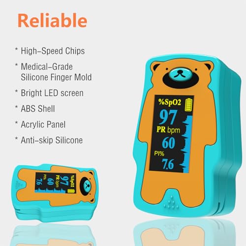 Pediatric Pulse Oximeter, OLED Display Oxygen Monitor Fingertip for Children, Baby & Kids, Blood Oxygen Saturation Monitor (SpO2)