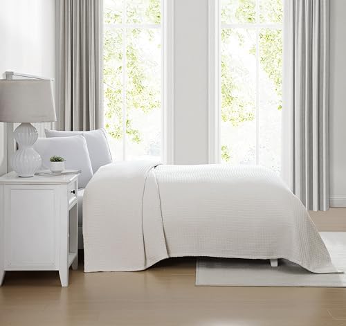 Grand Hotel Lightweight Full/Queen Blanket, 100% Cotton, Pearl Blue | All-natural yarn-dyed mercerized cotton is exceptionally durable, breathable and soft