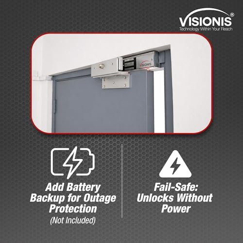 Visionis FPC-5192 600lbs Indoor Electromagnetic Lock with 600 lbs L and Z Bracket for Inswinging Door Access Control Maglock
