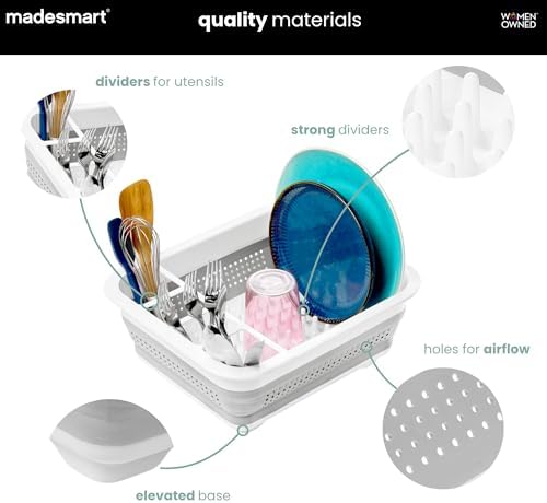 madesmart Sink Collapsible Dish Rack, White