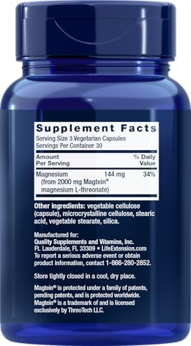 Life Extension Neuro-mag Magnesium L-threonate, 90 Count (Pack of 3)