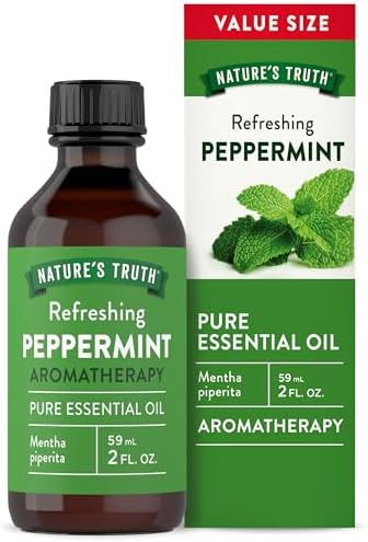 Nature's Truth Peppermint Essential Oil Pure | 2 fl oz | for Diffuser, Aromatherapy, and Massage | Value Size | Plant Based, Non-GMO & Gluten Free
