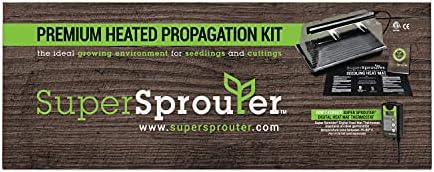Super Sprouter Premium Heated Propagation Kit for Starting Seeds or Cuttings, Includes Heat Mat, Tray, Grow Light, and More