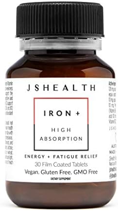 JSHealth Iron Supplement with Vitamin C. Ferrochel Iron Supports Energy Levels. Non-Constipating