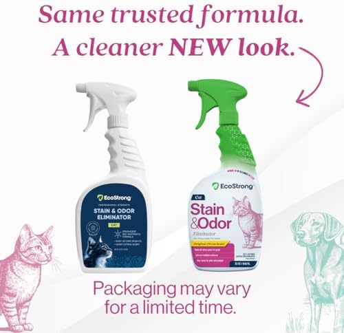 Eco Strong Cat Stain And Odor Remover| Enzyme Urine Odor Neutralizer - Stain Remover for Carpet, Litter Boxes, Bedding