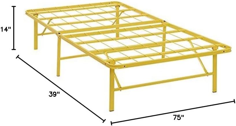 Modway Horizon Queen Bed Frame In Gray - Replaces Box Spring - Folding Metal Mattress Bed Frame