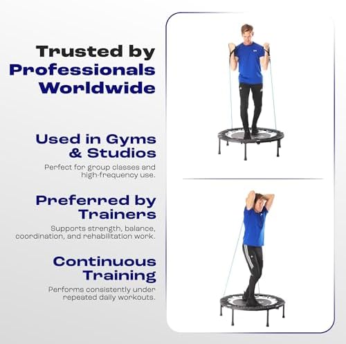 Maximus Pro Home Gym Rebounder Mini Trampoline 40'' + Handle Bar | Includes Workouts Online + DVD's | Adults Indoors | 150kg User Weight. Adult