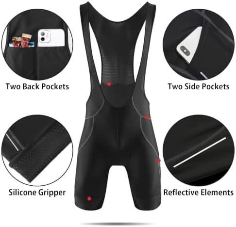baleaf Mens 4D Padded Cycling Bib Shorts Bicycle Biking Bibs