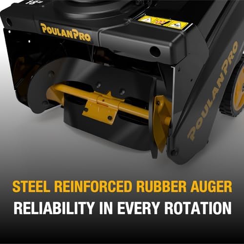 Poulan Pro Snow Blower Gas Powered, Single Stage 18 Inch Gas Snow Thrower | with Electric Start, 190° Remote Chute Control