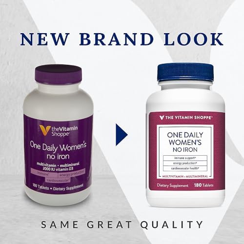 The Vitamin Shoppe Once Daily Women's Multivitamin with No Iron | 2, 000IU Vitamin D3, Multi-Mineral Supplement | Supports Energy Production