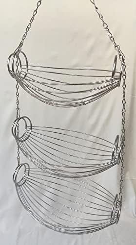 3 Tier Fruit Bowl Fruit Basket for Kitchen, Hanging Kitchen Storage Organizer
