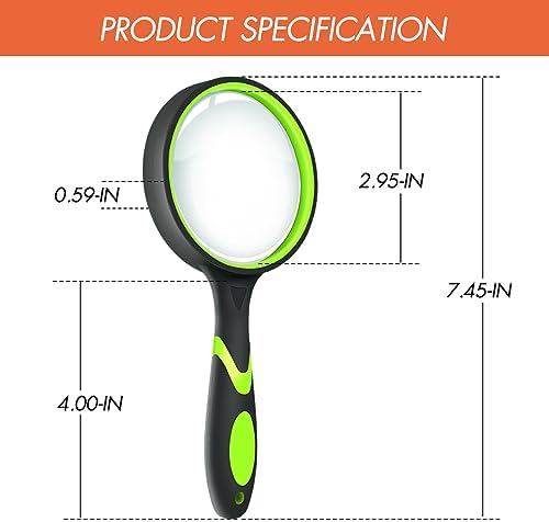 Leffis 3 Pack Magnifying Glass, 10X Reading Magnifier for Kids and Seniors
