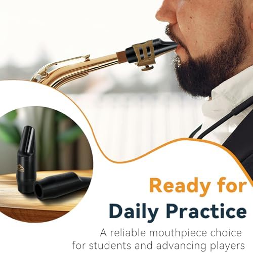 EASTROCK Alto Saxophone Mouthpiece Kit with Cap, Durable ABS Sax Mouthpiece for Alto Sax, Easy-Blowing Design for Beginners Students and Practice