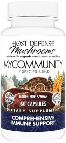 Host Defense MyCommunity Capsules - 17 Species Blend Mushroom Supplement for Immune Support - Herbal Aid with Lion's Mane, Reishi. Chaga, Cordyceps, Turkey Tail & More - 120 Capsules