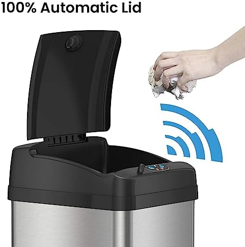iTouchless 13 Gallon Automatic Sensor Touchless Trash Can with AC Adapter and Odor Control System Stainless Steel