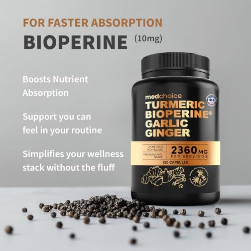 MEDCHOICE 4-in-1 Turmeric Joint Support with Garlic & BioPerine, 120ct