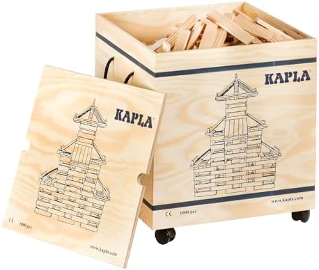 KAPLA Wooden Construction Set - 1000 Building Planks in a Chest - for Ages 3+