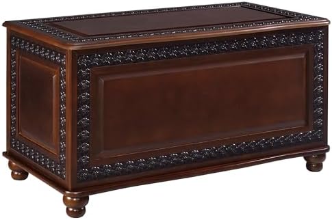 BOWERY HILL 40" x 21" Traditional Wood Cedar Blanket Chest, Flip Open Storage, Fully Lined with Cedar, for Bedroom/Living Room, in Deep Tobacco Finish