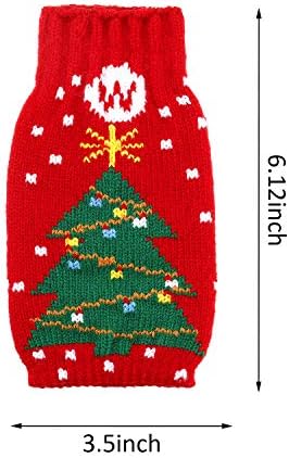 Boao 6 Sets Christmas Wine Bottle Cover and Hats Decoration Handmade Ugly Sweater Knit Wine Bottle Dress Santa Reindeer Snowman for Christmas