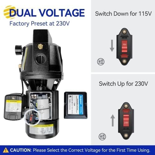 Shallow Well Jet Pump,Cast Iron, Well Depth Up to 25ft, 115V/230V Dual Voltage, Automatic Pressure Switch