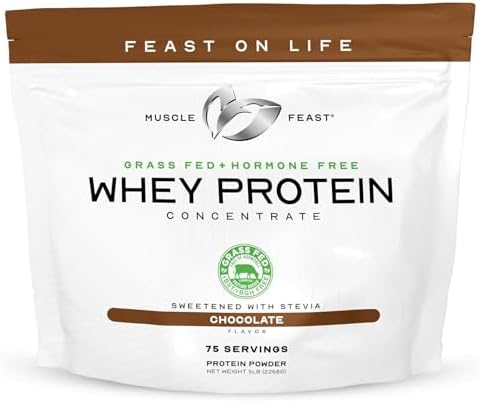 Muscle Feast Grass-Fed Whey Protein Concentrate Powder, Vanilla (2lb) | All Natural, Hormone Free Pasture Raised Whey Protein Powder for Women & Men, Clean, Non-GMO, Delicious Whey Concentrate