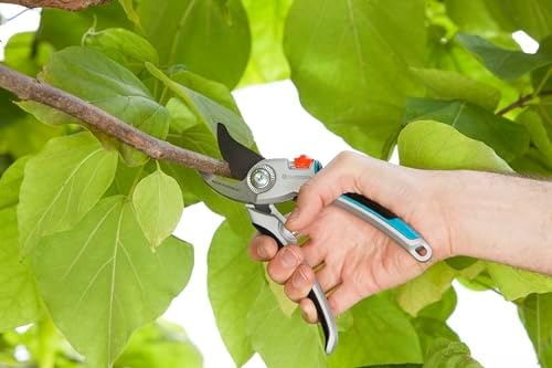 GARDENA (8906) Adjustable Bypass Garden Pruning Shears for Trees, Roses, and Flowers up to 1". Heavy Duty Professional Scissors with Steel Cutting Blades, Sharp Trimming Pruners. Made in Germany