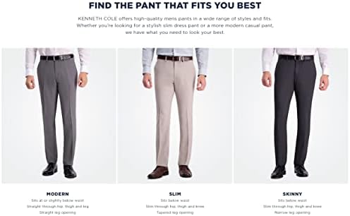 Kenneth Cole Reaction Men's Comfort Slim Fit Flat Front Dress Pant, Dark Navy, 38W x 30L
