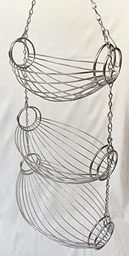 3 Tier Fruit Bowl Fruit Basket for Kitchen, Hanging Kitchen Storage Organizer