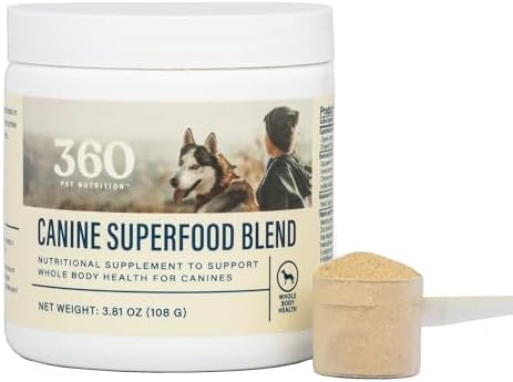 360 Pet Nutrition Canine Superfood Boost – All Life Stage Dog Meal Topper & Supplement, Supports Joint, Digestive & Immune Health, 30 Servings