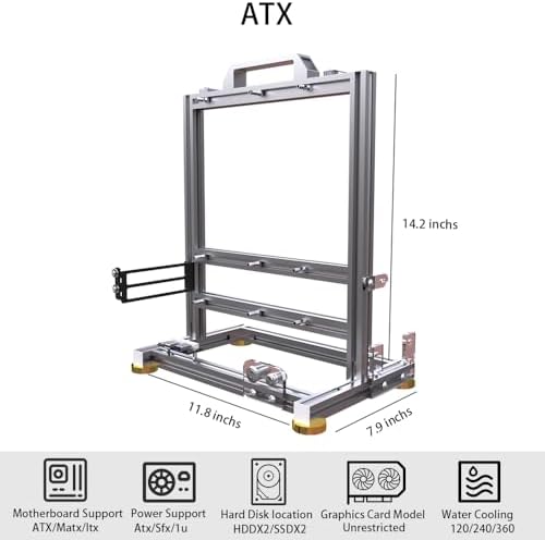 DIY Open Frame PC Chassis, Aluminum Computer Case, Supports ITX Motherboard, Excellent Cooling, Type-C Support