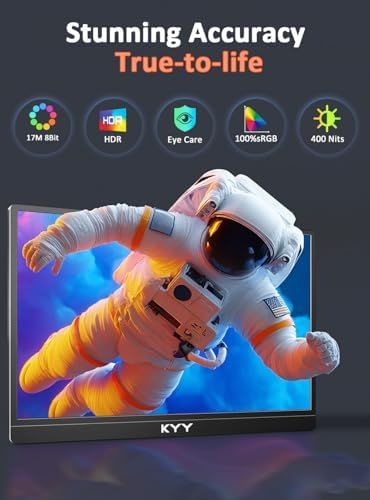 KYY Portable Monitor 15.6" 1080P Computer Monitor Screen Extender w/Cover