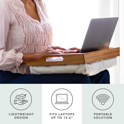 ROSSIE HOME Wood Lap Tray – Natural Acacia, Fits 15.6” Laptops