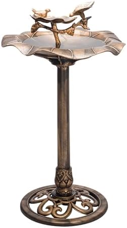 Alpine Corporation 33" Tall Outdoor Lotus Birdbath Yard Statue, Stunning Garden Accent to Attract Birds - Durable Polypropylene Construction for Patio, Deck, or Yard, Green