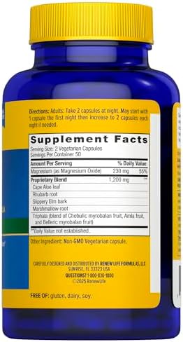 Renew Life Cleanse More 100 Vegetarian Capsules | Helps Relieve Occassional Constipation | Herbal Formula with Magnesium | Dairy, Soy and Gluten Free