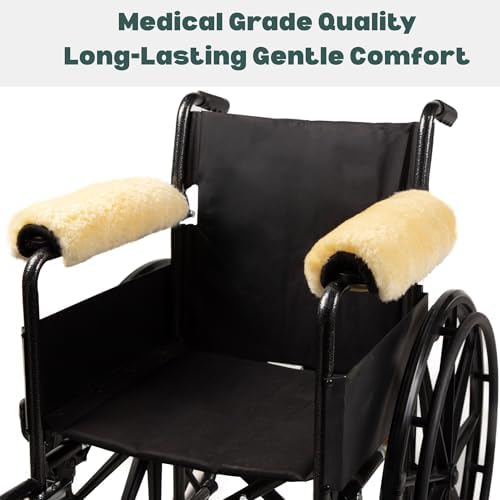 Natural Sheepskin Wheelchair Armrest Pads, Natural, 16 x 4 in