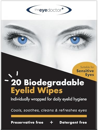 The Eye Doctor Biodegradable Eyelid Wipes - 80 x Single Use Eye Cleaning Wipes for Daily Lid Care - Individual Preservative Free Sensitive Eye Cleaner - Soothes Cleans and Refreshes