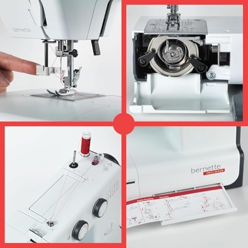 Bernette B33 Swiss-Designed Mechanical Sewing Machine | 15 Stitches, Semi‑Automatic Needle Threader, 5 mm Stitch Width, 2‑Step Presser Foot Lift
