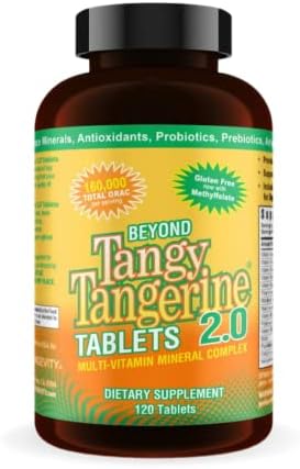 Youngevity Beyond Tangy Tangerine 2.0 Multivitamin Mineral Tablets, 2-Pack | 240 tablets, 60 servings, prebiotics, probiotics, amino acids, enzymes, sugar-free, gluten-free, 160,000 ORAC, travel-ready