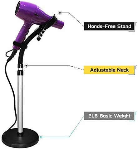 Hair Dryer Stand, 360 Degree Rotating Lazy Hair Dryer Stand Hand Free With Heavy Base, Hands-Free Blow Dryer Holder Countertop
