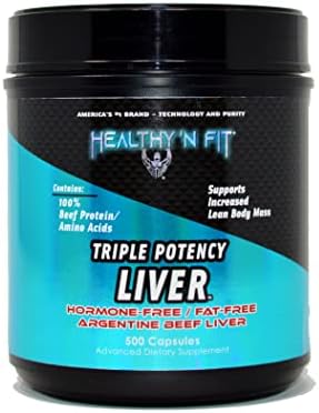 Healthy 'N Fit Triple Potency Liver (500 Capsule Mega-Value) - Pure Argentine Desiccated Beef Liver. Grass Fed, Hormone Free, Pasture Raised