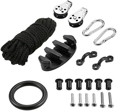 ISURE MARINE Kayak Canoe Anchor Trolley Kit Eyes Wellnuts Screws Kayak Accessories Zig Zag Cleat Rigging Ring Pulleys DIY Boat 30 Feet Rope
