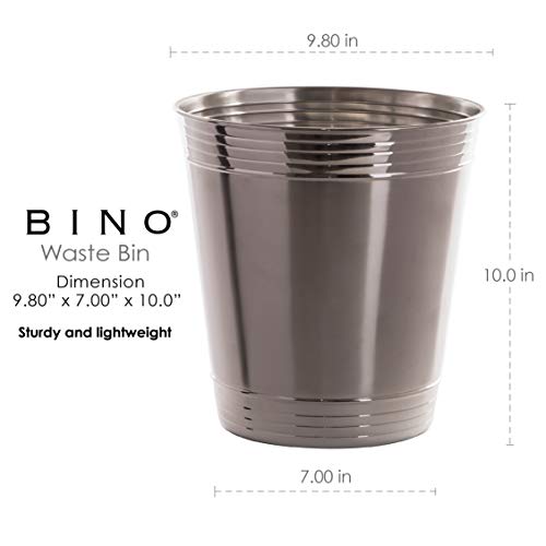 BINO Metal Waste Basket for Home, Office, Bathroom, Dorm, Kitchen and More | Trash Can Bin for Bedroom | Desk Trash Can | Home Essentials