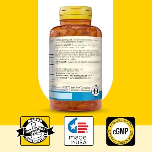 MASON NATURAL Glucosamine & Fish Oil with DHA & Omega-3, 30 Day Supply | 1, 500mg glucosamine plus 1
