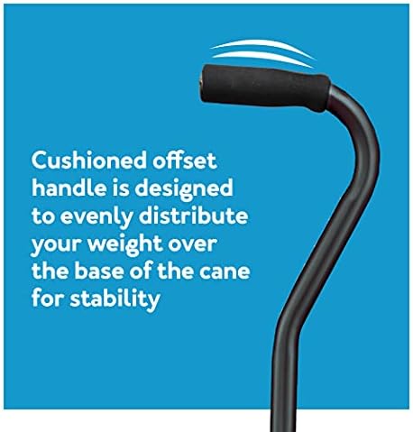 Carex Quad Cane with Small Base, Heavy Duty Quad Cane with Adjustable Height from 28" to 37", 4-Prong Walking Stick with Small Base