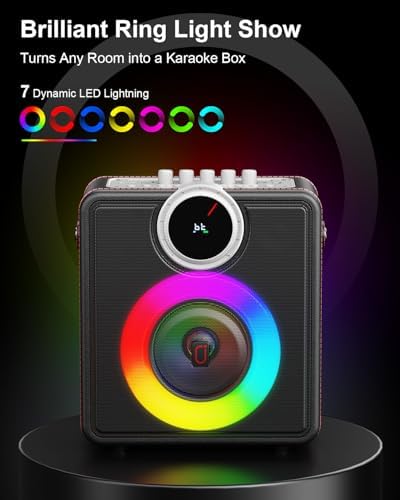 JYX Karaoke Machine with 2 Wireless Microphones, Bluetooth Party Speaker | Powerful Bass & Clear Vocals for Karaoke, 24H Portable Entertainment