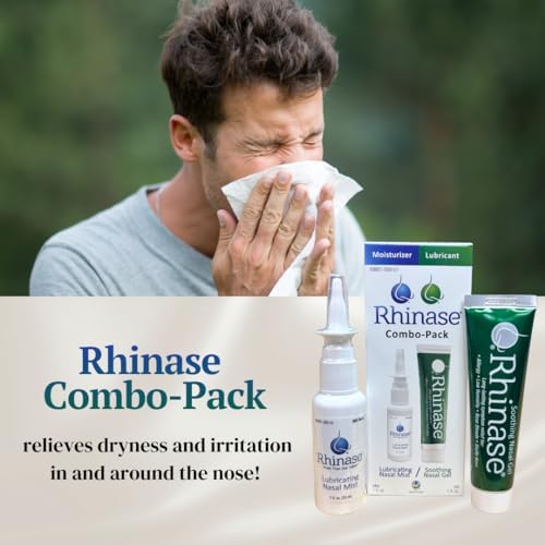 Rhinase Nasal Care Combo Pack - Nasal Gel (1 oz) & Saline Spray (1 oz) for Dryness, Allergy Relief & Nosebleed Prevention, Aloe-Free & pH Balanced