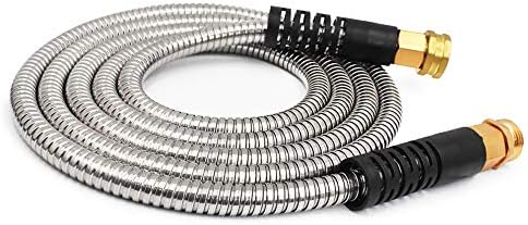 Cesun 100 ft Metal Garden Hose with 10 Function Nozzle, 100 foot x 5/8" | Heavy Duty Stainless Steel Water Hose, Kink-Free & Flexible, Lightweight, Durable, Leak Proof, Rust Proof for Yard/RV/Outdoor