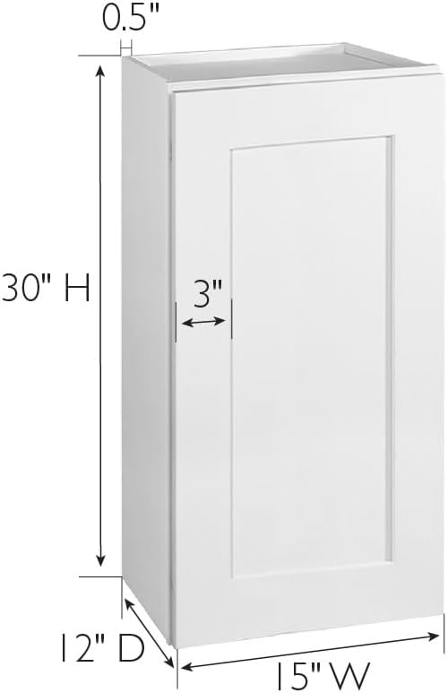 Design House Brookings Kitchen Wall Cabinet, 12", White | Adjustable Shelves, Adjustable Hinges, Wall Mount, Contemporary/Modern, Wood, Kitchen, 561530