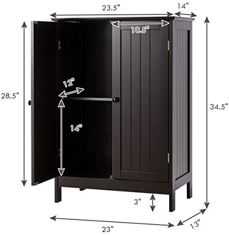GLACER Bathroom Floor Cabinet, Wooden Storage Cabinet (White)
